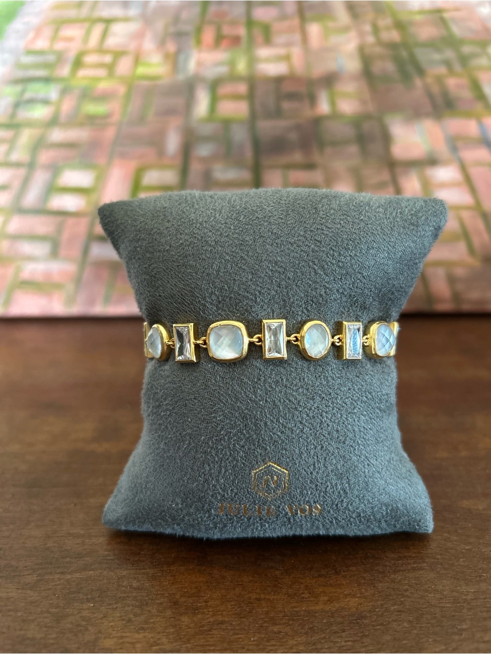 Julie Vos Gold-Tone Iridescent Clear Crystal Link Bracelet